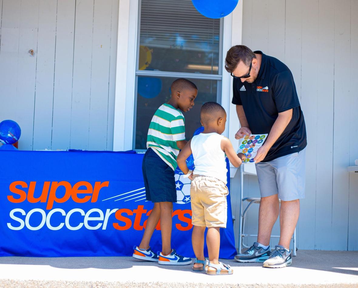 Children at a Super Soccer Stars community day
